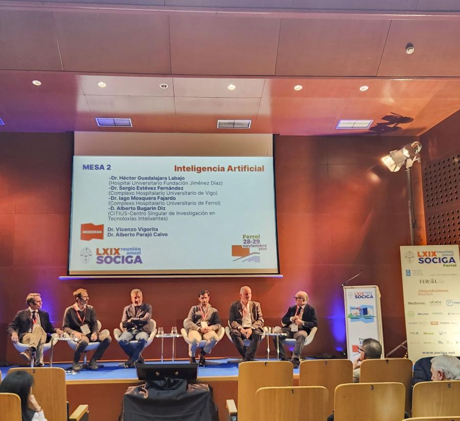 Alberto J. Bugarín Diz, ha tenido ocasión de participar como ponente en la mesa redonda, “Inteligencia Artificial”, durante la LXIX Reunión de la Sociedad de Cirugía de Galicia (SOCIGA), celebrada en Ferrol los días 28 y 29 de noviembre. Alberto J. Bugarín Diz, ha tenido ocasión de participar como ponente en la mesa redonda, “Inteligencia Artificial”, durante la LXIX Reunión de la Sociedad de Cirugía de Galicia (SOCIGA), celebrada en Ferrol los días 28 y 29 de noviembre.