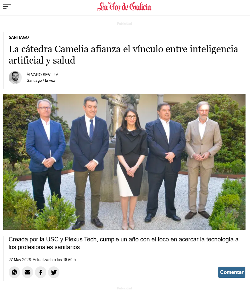 La cátedra Camelia afianza el vínculo entre inteligencia artificial y salud